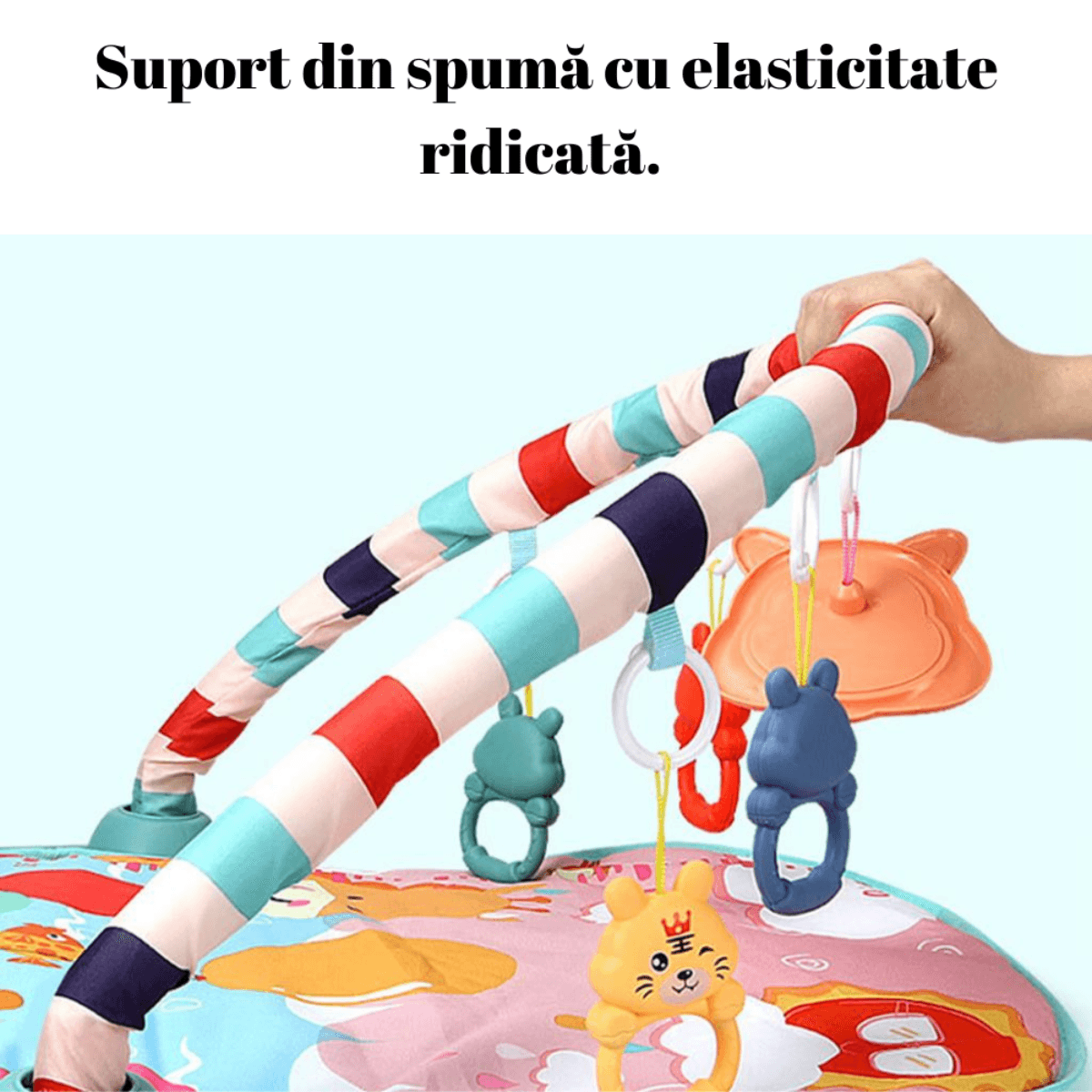 Saltea de activitati pentru bebelusi, Jucarii interactive, cu muzica si luminite, jucarie muzicala baieti/fete, 0 luni