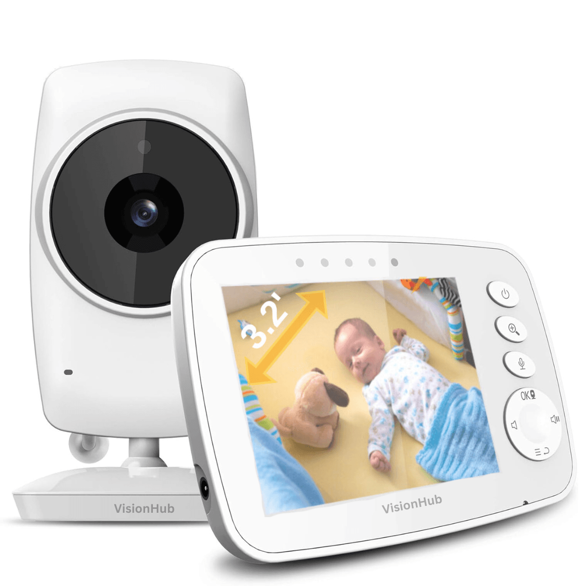 Baby Monitor pentru bebelusi,Sistem Monitorizare Video si Audio Wireless, Raza 300 m, Ecran de 3,2 inch, temperatura