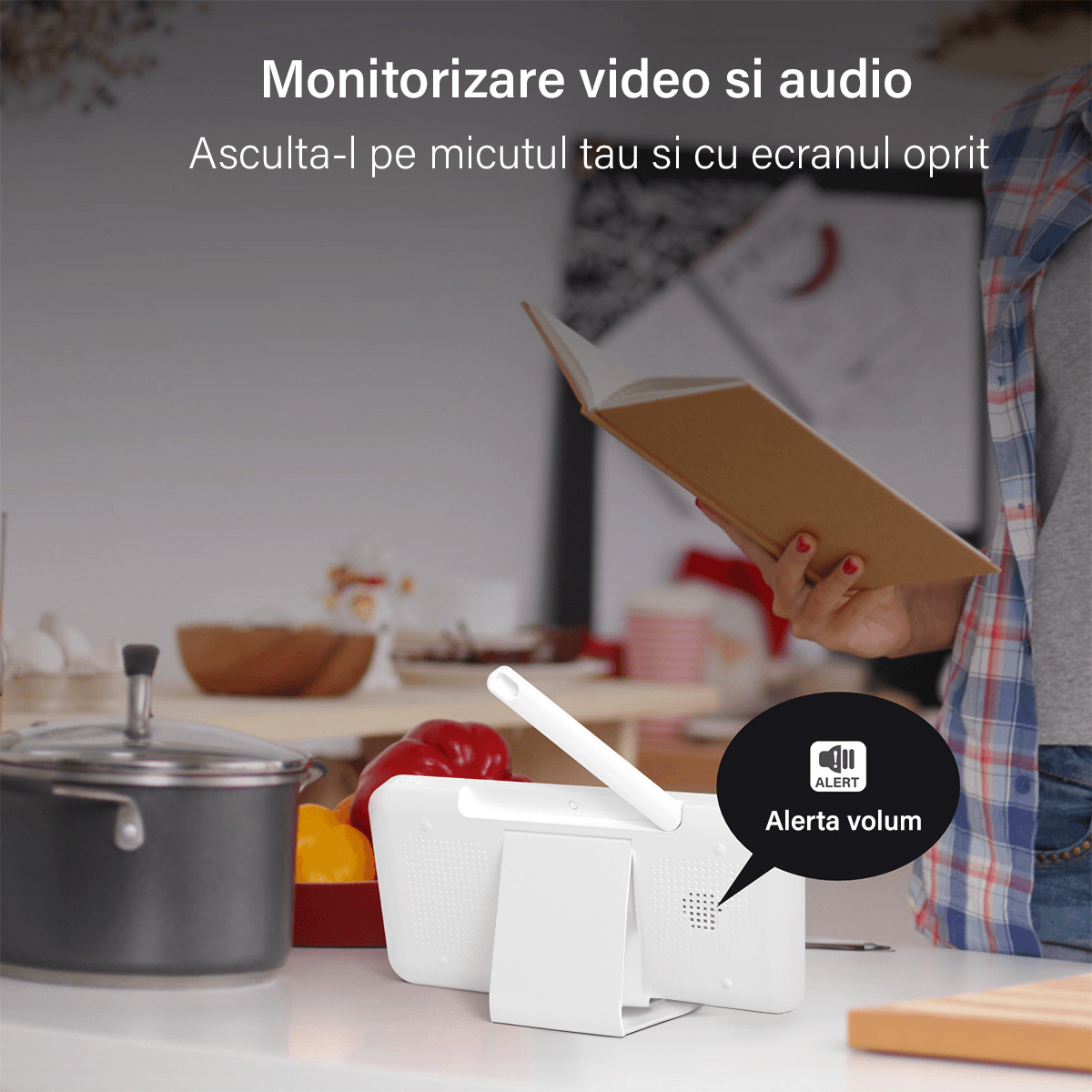 Baby Monitor WiFi 2in1 cu Camera Audio-Video Multi View, UltraHD/5” Night Vision, Aplicatie Telefon, Rotire 355°/90° - 3 | YEO