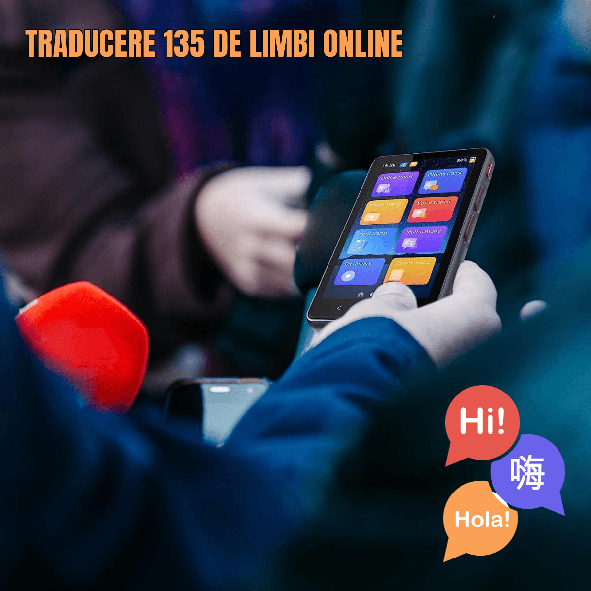 Traducator intelligent bidirectional in timp real,Traducere vocala instantanee online in 135 de limbi,translator cu WIFI - imagine 5