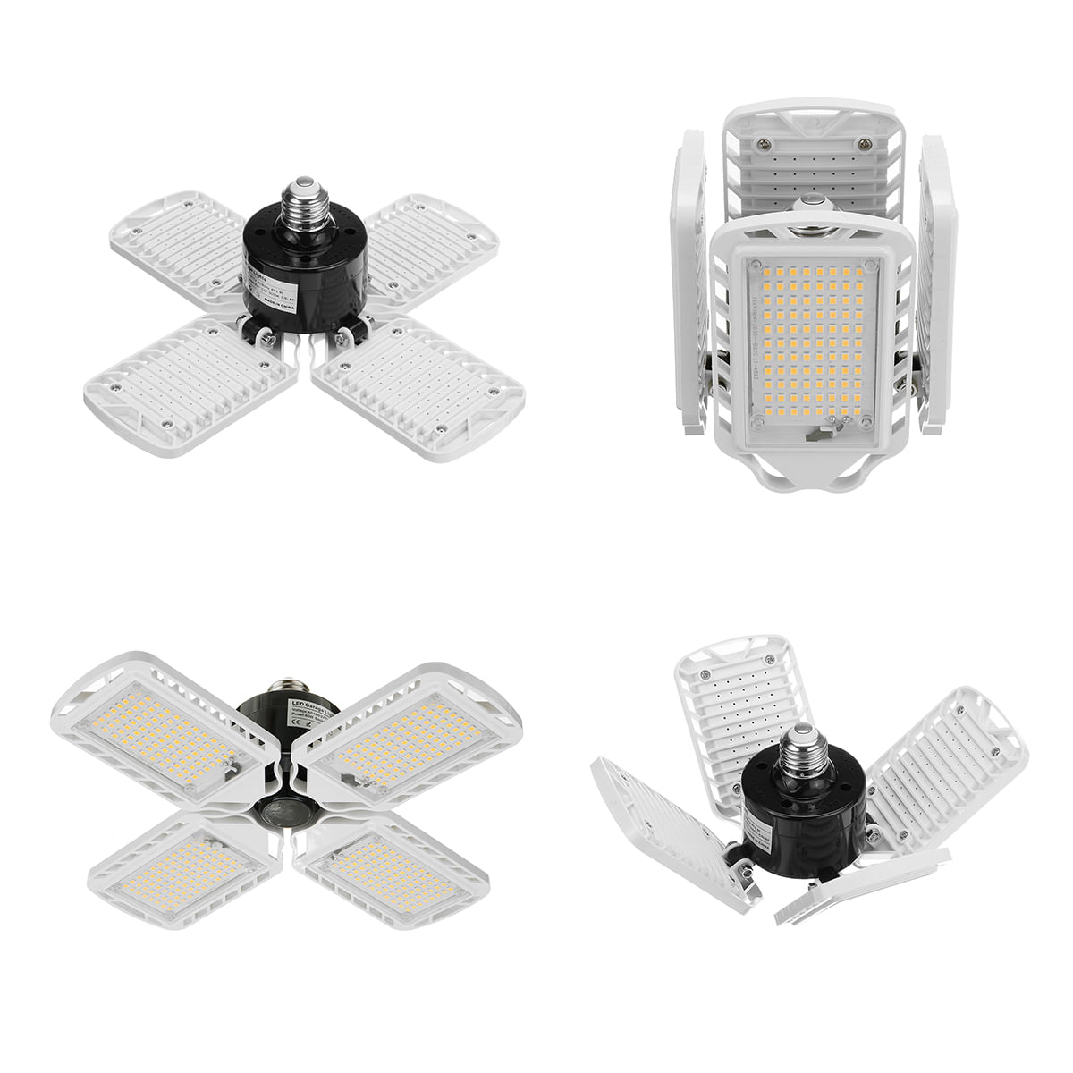 Lampa LED cu 4 brate mobile ajustabile, putere 60W, Bec Iluminare pentru interior Garaj/Depozit/Atelier,4 aripi Pliabile — imaginea 4