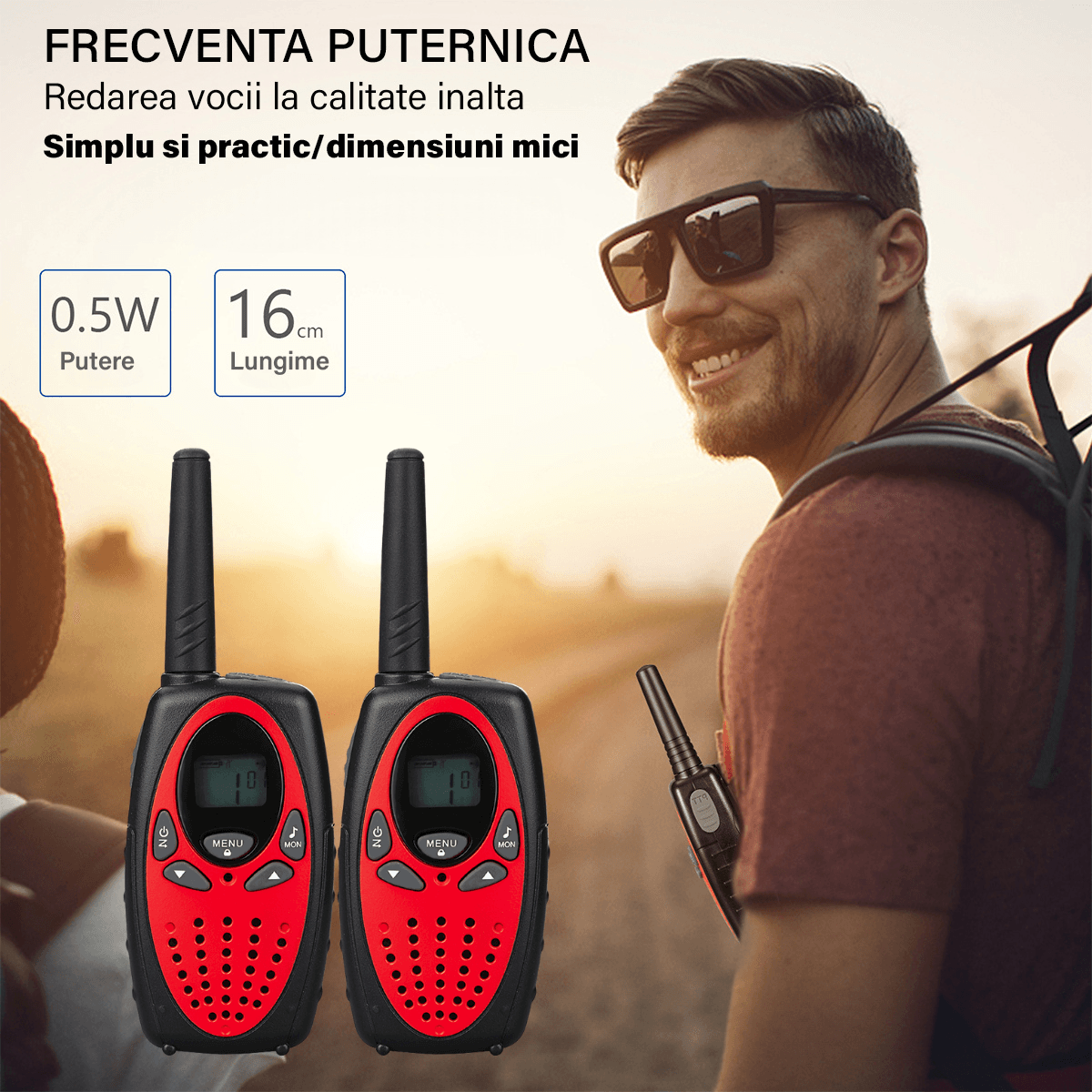 Walkie Talkie Copii si Adulti, Set 2 bucati,cu Raza Lunga de Actiune, Vox, Blocare taste, Sunet clar, Statie radio - 4 | YEO
