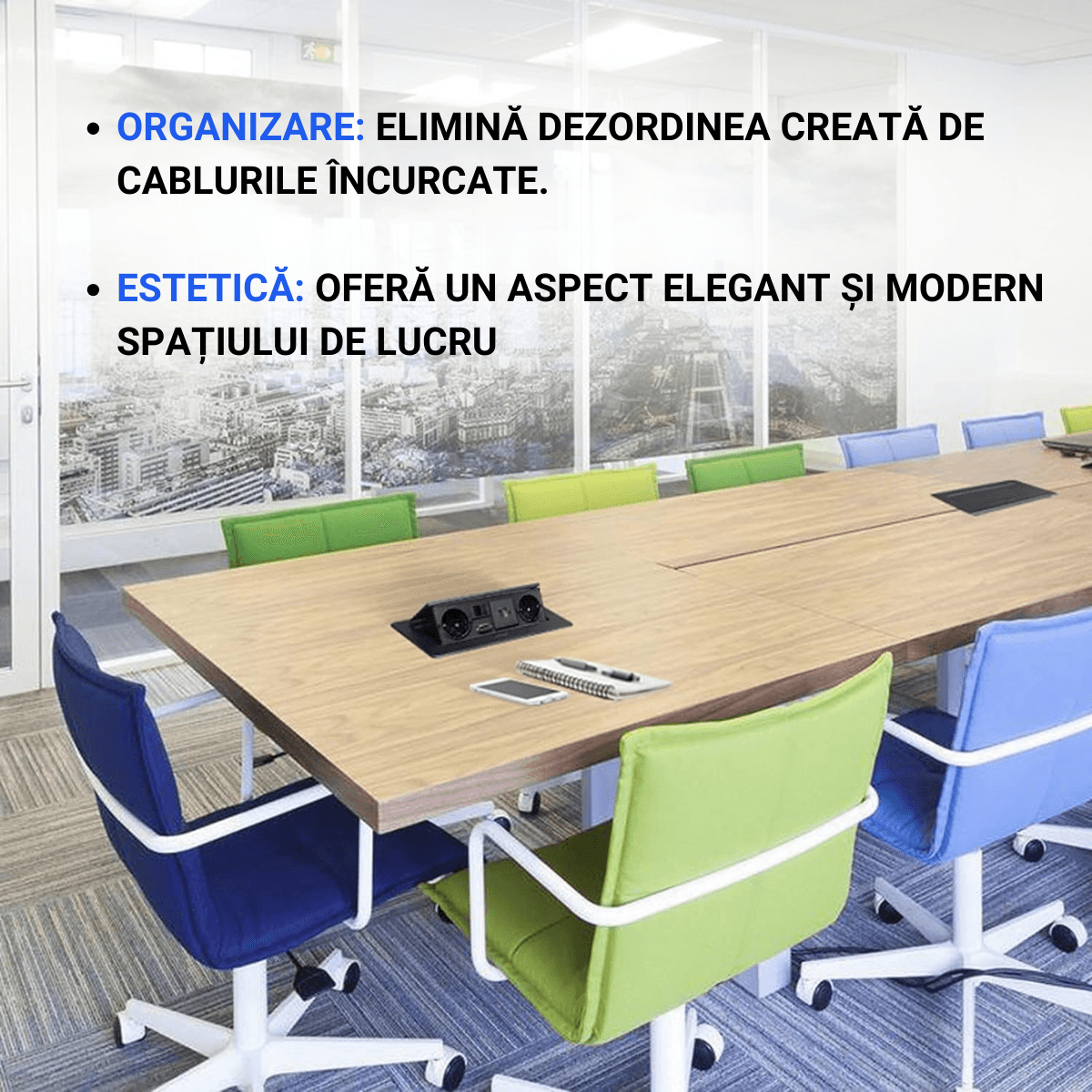 Priza Incorporabila in mobilier, ATOMKIT, 2 Prize Schuko, USB-A+C ,Intrare HDMI, Intrare retea, Cablu 1.8m, Negru - 3 | YEO