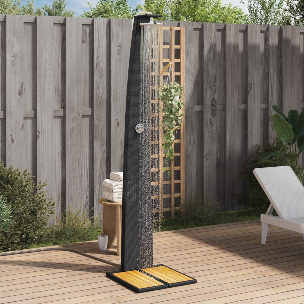 Dus de exterior, negru, 55x60x224 cm, poliratan si lemn acacia - 1 | YEO
