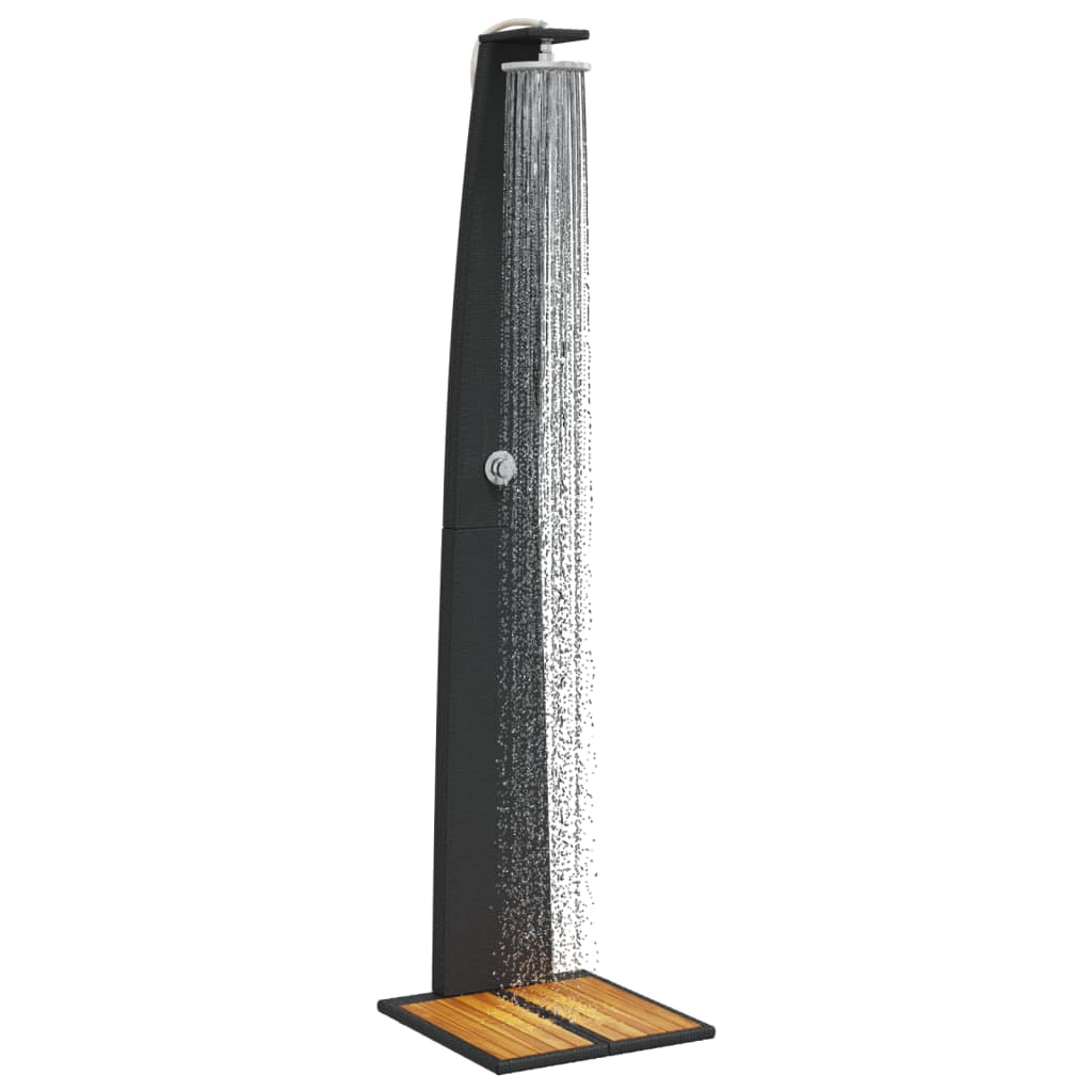 Dus de exterior, negru, 55x60x224 cm, poliratan si lemn acacia - 3 | YEO