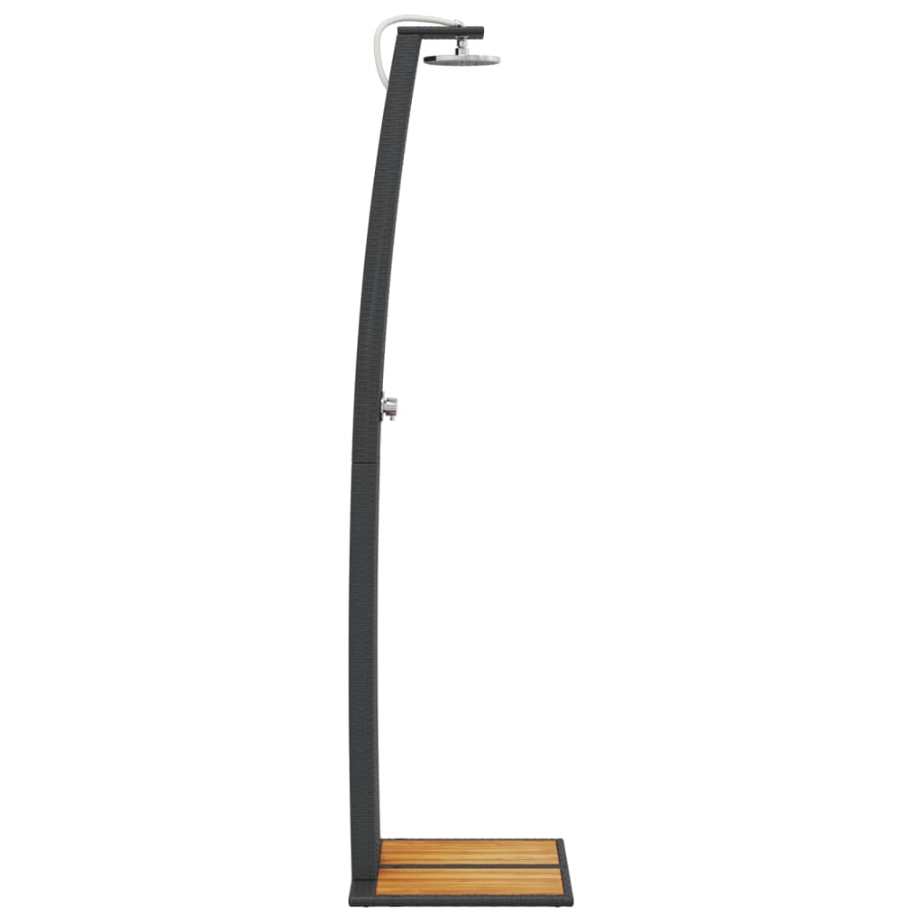 Dus de exterior, negru, 55x60x224 cm, poliratan si lemn acacia - 5 | YEO