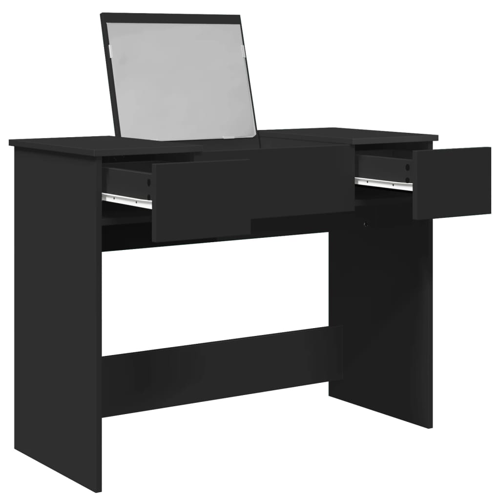 Masa de toaleta cu oglinda, negru, 100x45x76 cm — imaginea 4