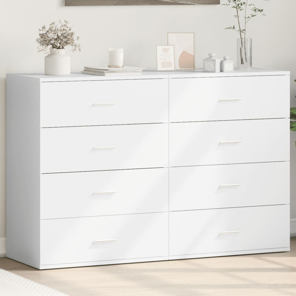 Servante, 2 buc., alb, 60x39x80 cm, lemn prelucrat — imaginea 2