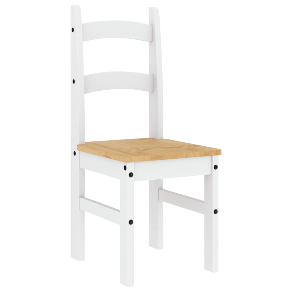 Scaune de bucatarie, 2 buc., alb, 40x46x99cm, lemn masiv de pin — imaginea 5