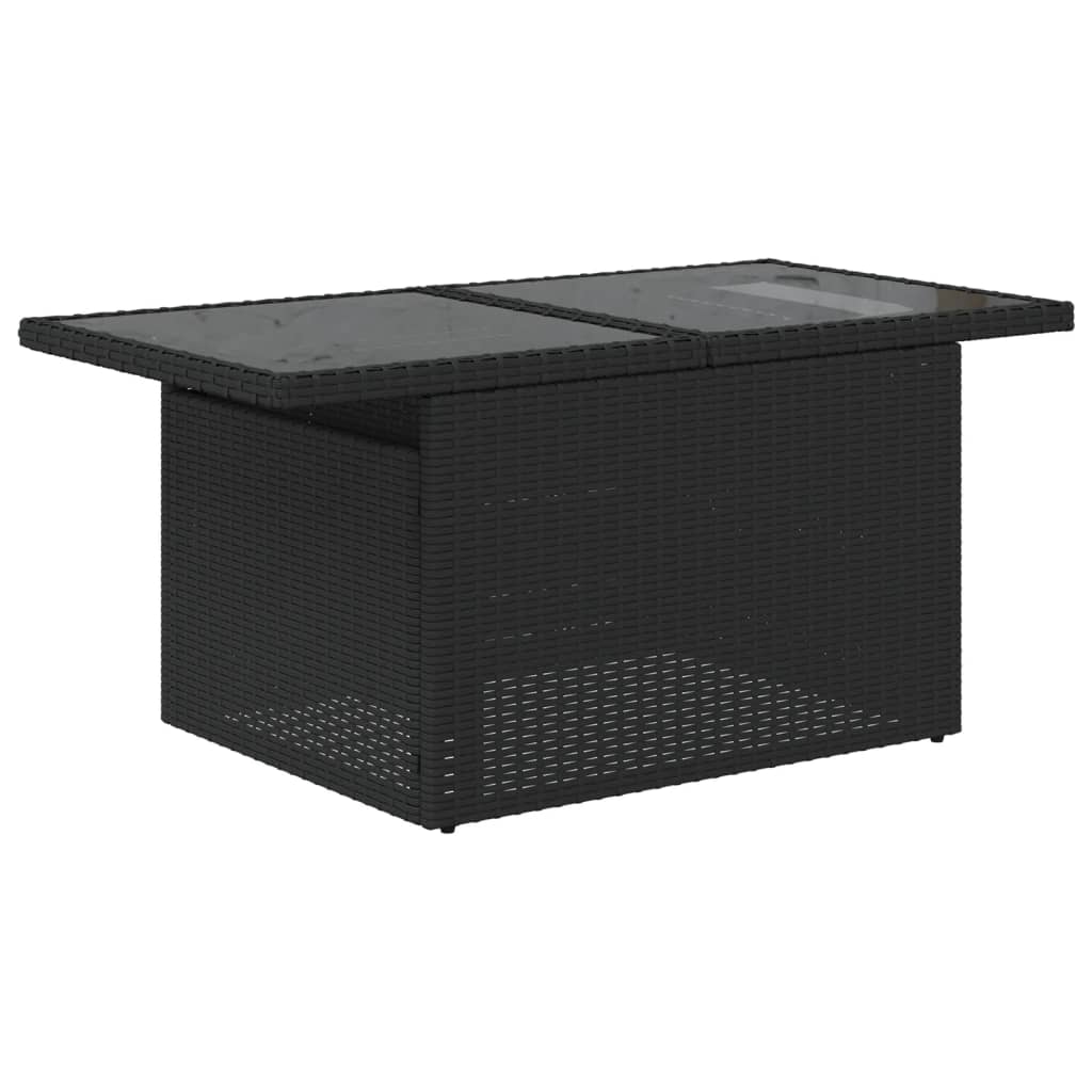 Set mobilier de gradina cu perne, 6 piese, negru, poliratan — imaginea 6