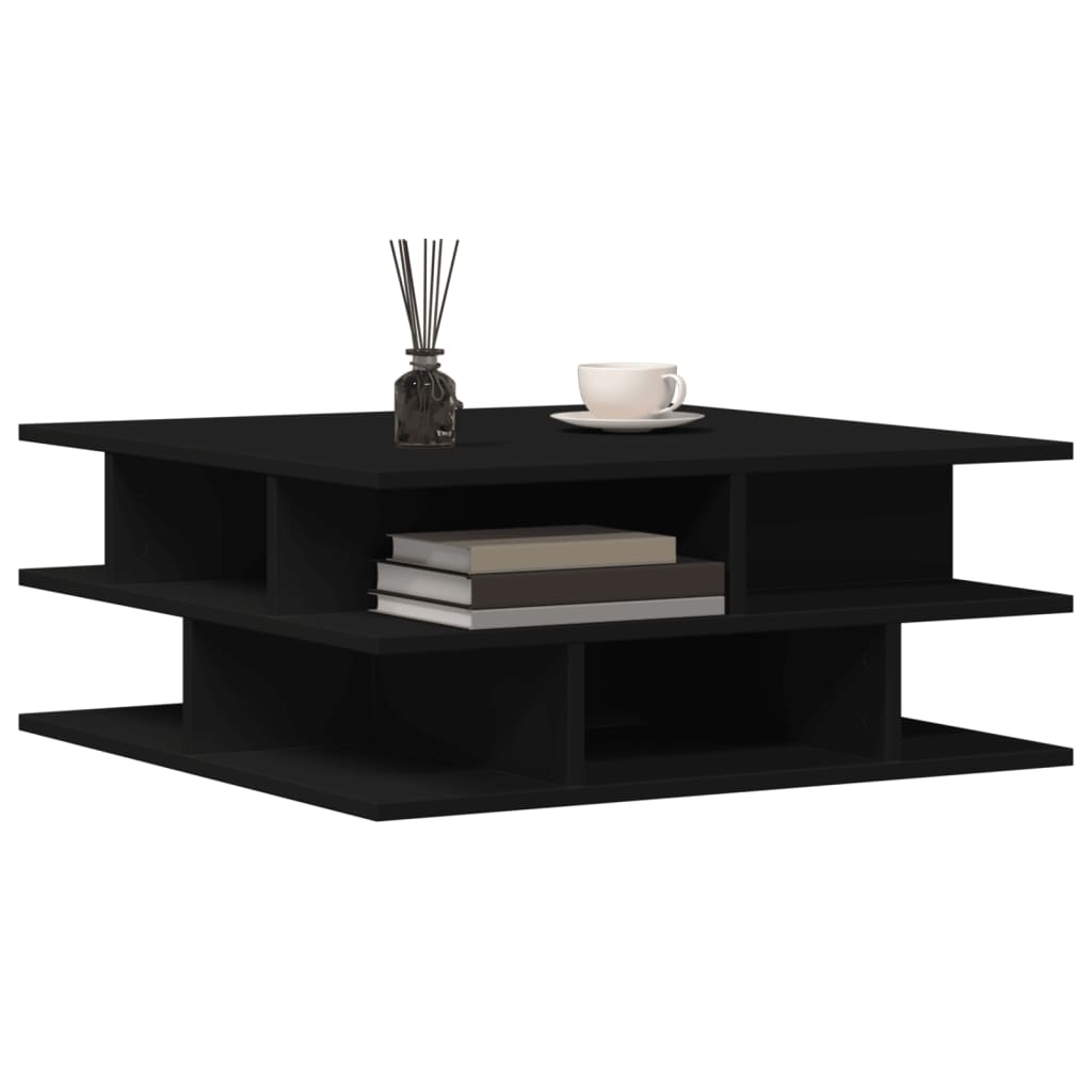 Masuta de cafea, negru, 70x70x29 cm, lemn prelucrat — imaginea 4