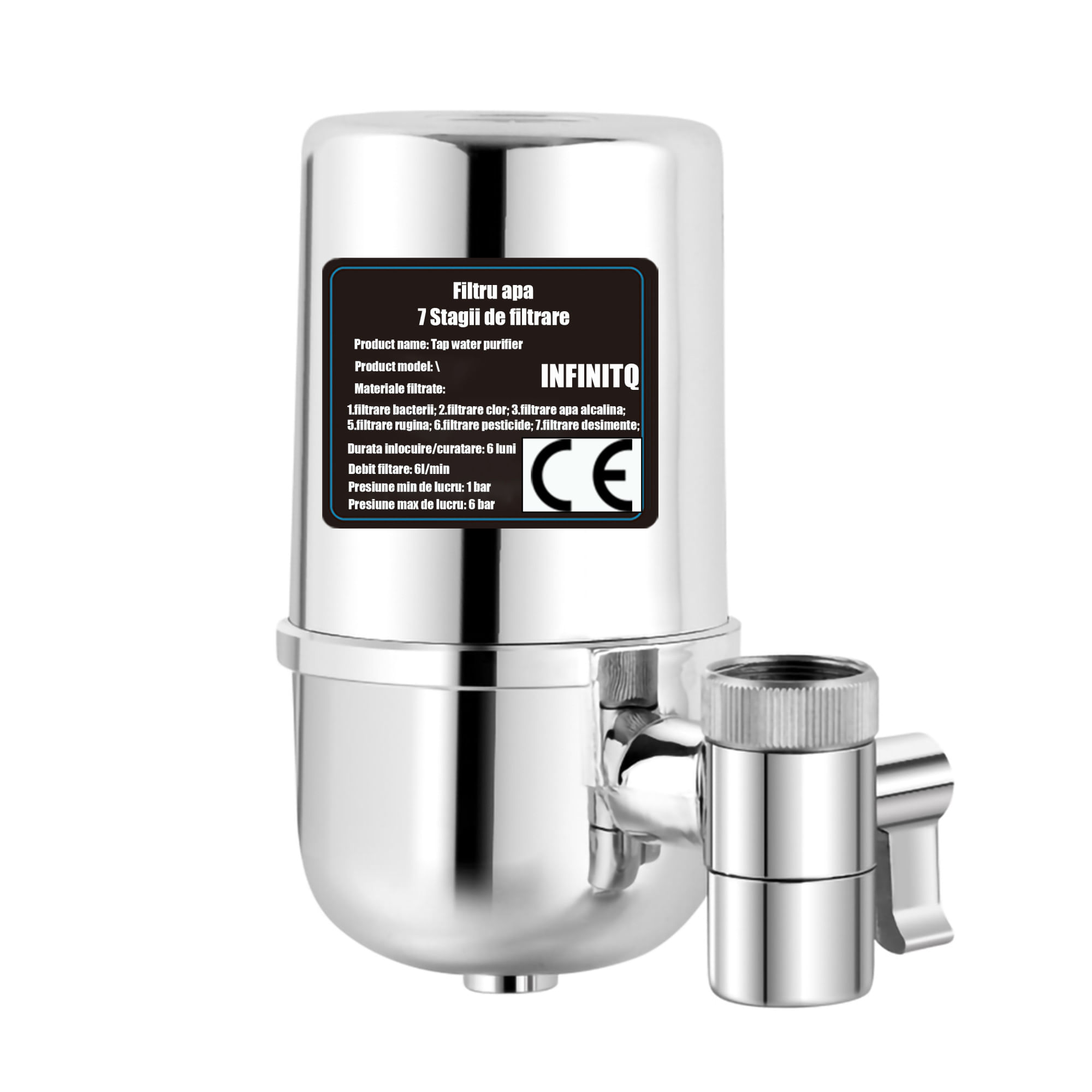 Filtru de Apa Robinet, 7 Nivele de Filtrare, Montare Usoara, Elimina Clorul, Mirosul Neplacut, Cartus Reutilizabil. - 3 | YEO
