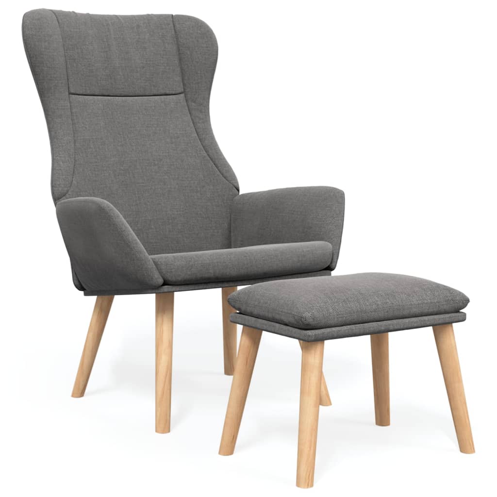 Fotoliu de relaxare cu taburet, gri deschis, textil