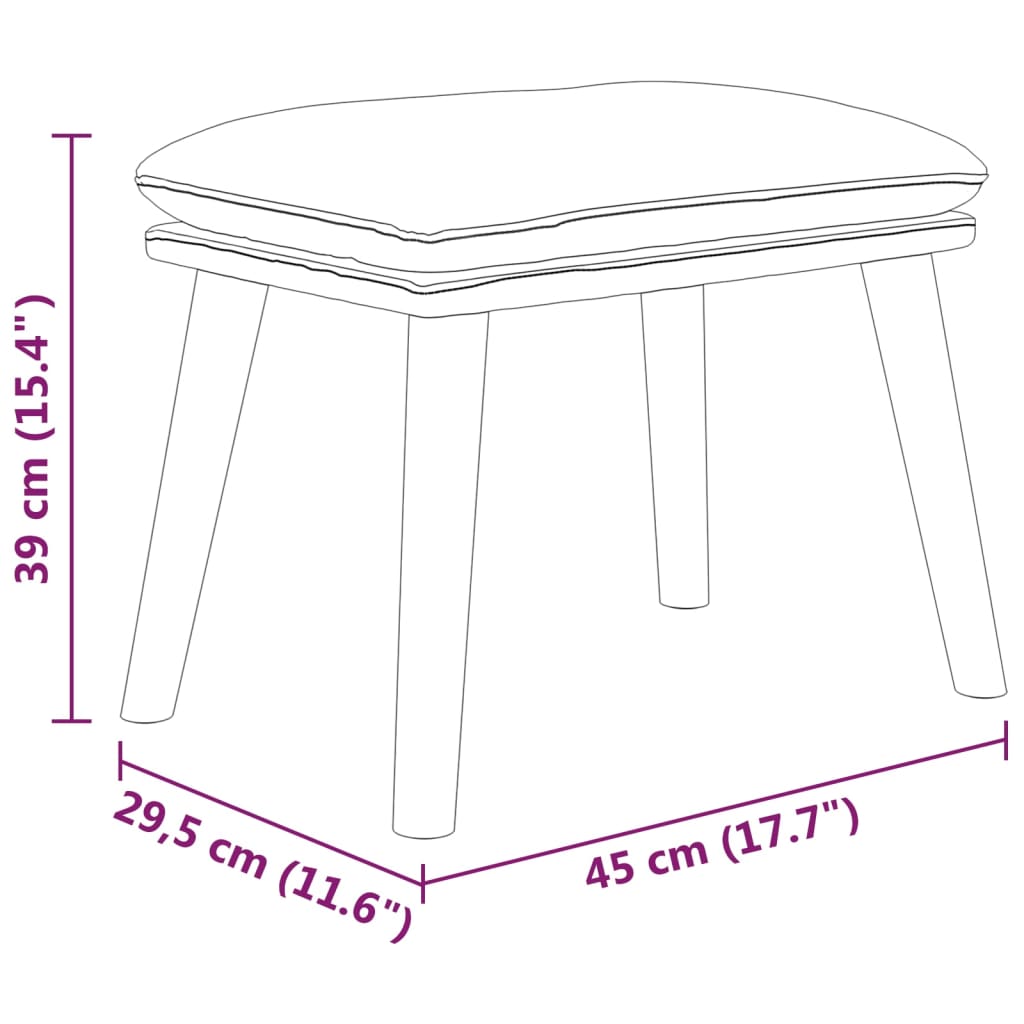 Fotoliu de relaxare cu taburet, gri deschis, textil — imaginea 8