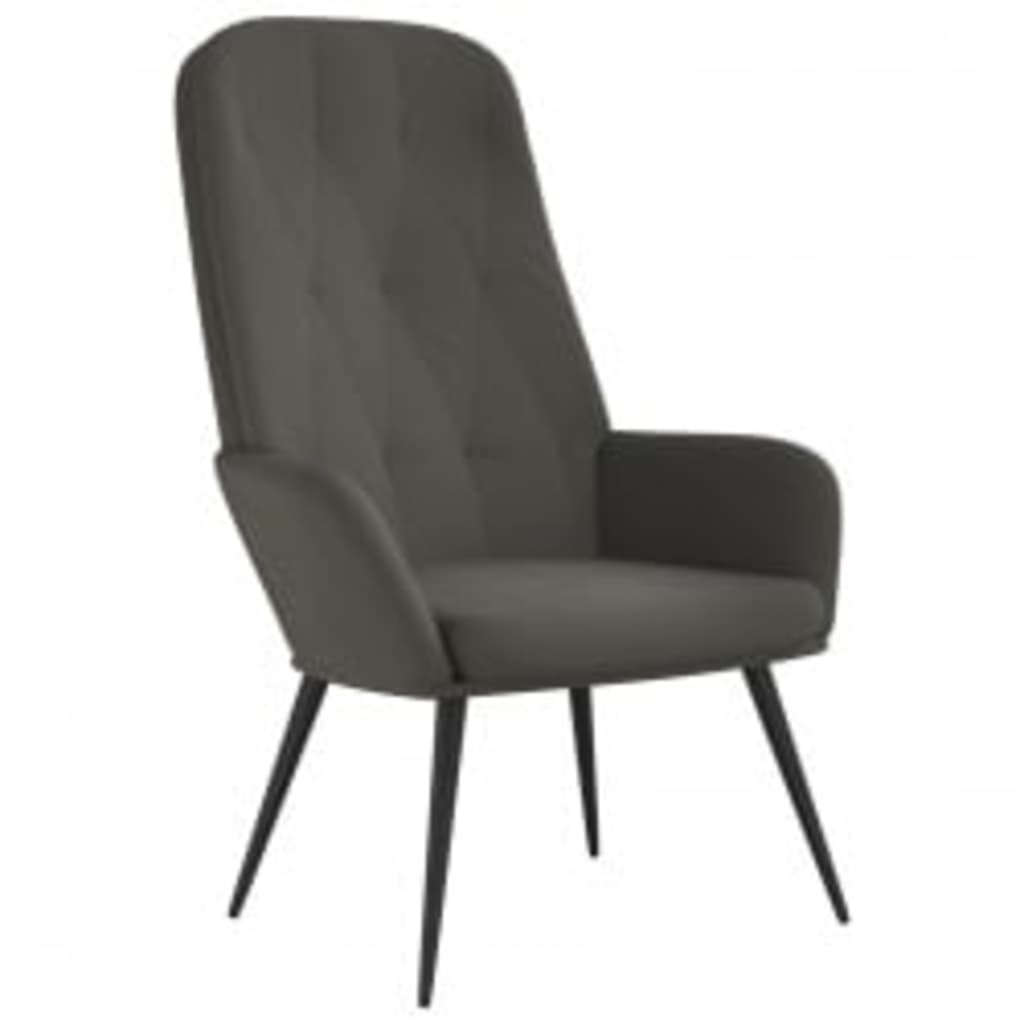 Fotoliu de relaxare cu taburet, gri inchis, catifea — imaginea 4