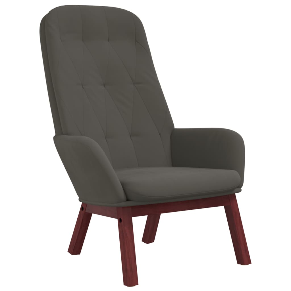 Fotoliu de relaxare cu taburet, gri inchis, catifea — imaginea 4