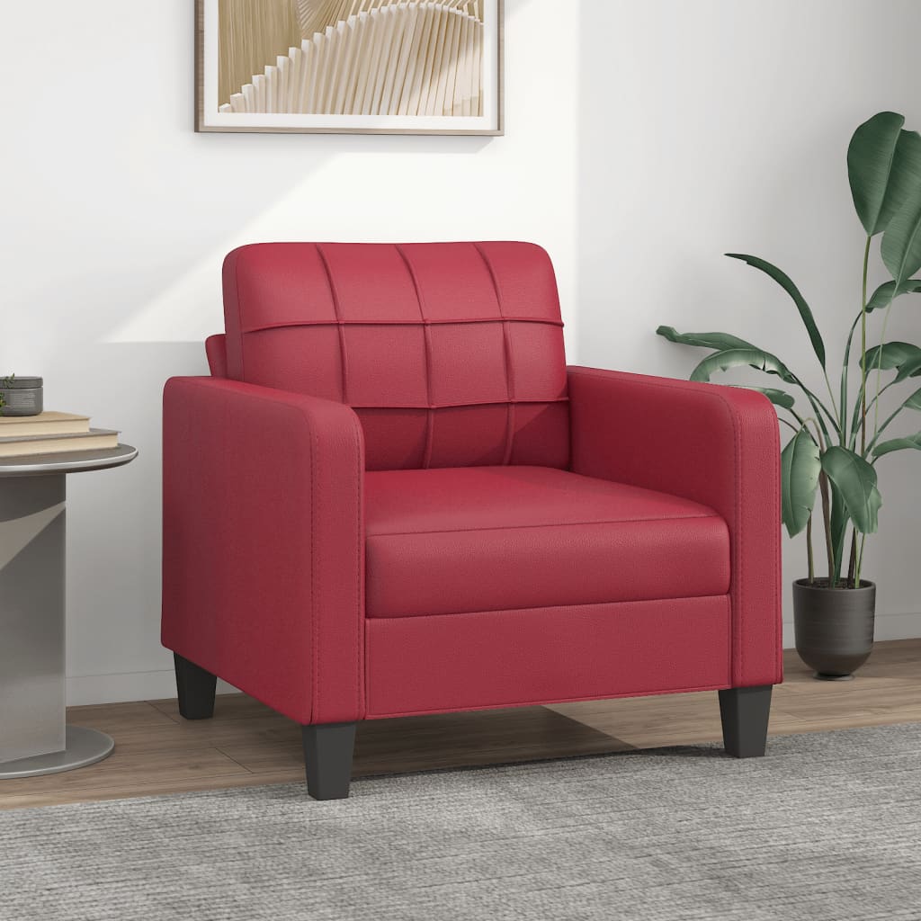Canapea de o persoana, rosu vin, 60 cm, piele ecologica — imaginea 2