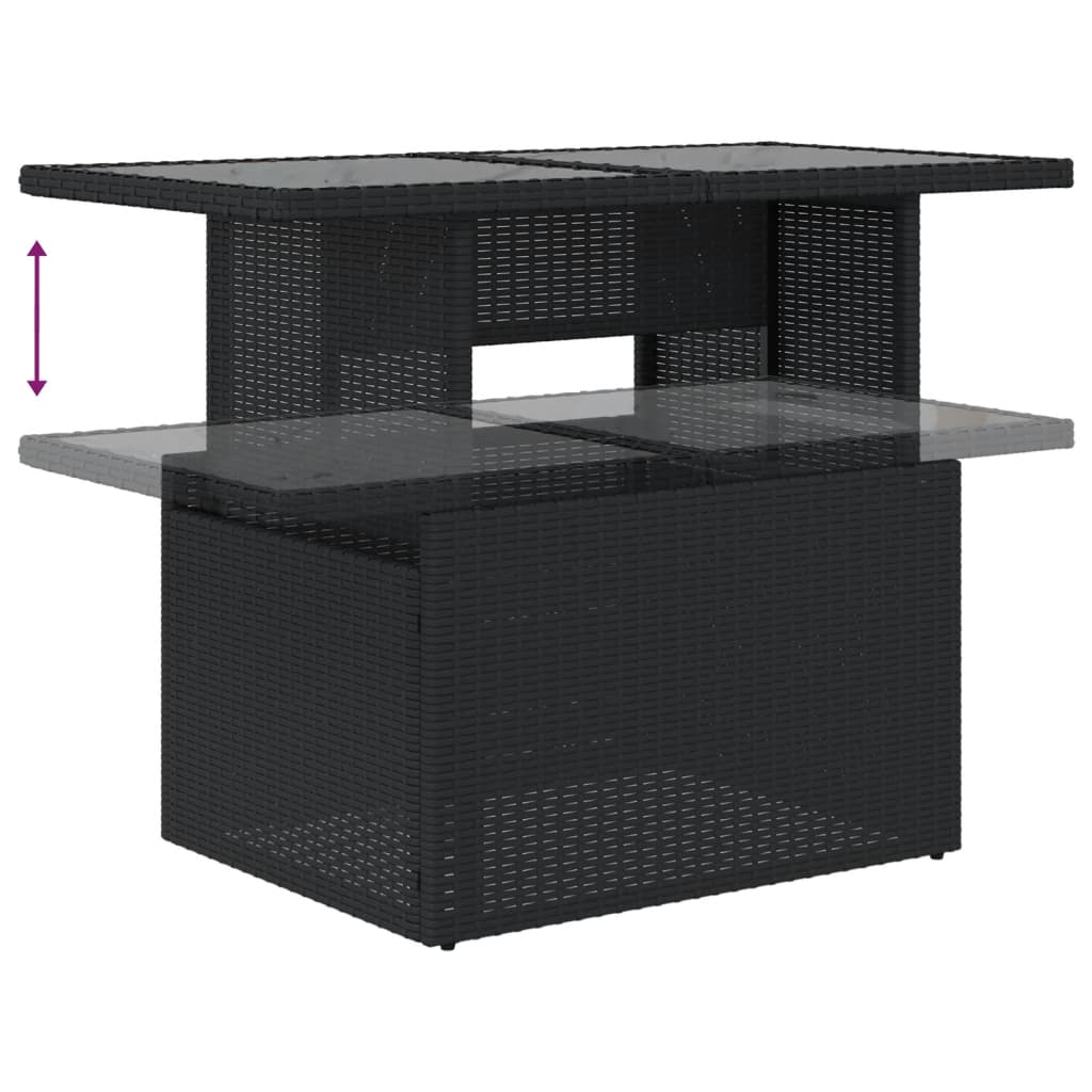 Set mobilier de gradina cu perne, 5 piese, negru, poliratan — imaginea 7