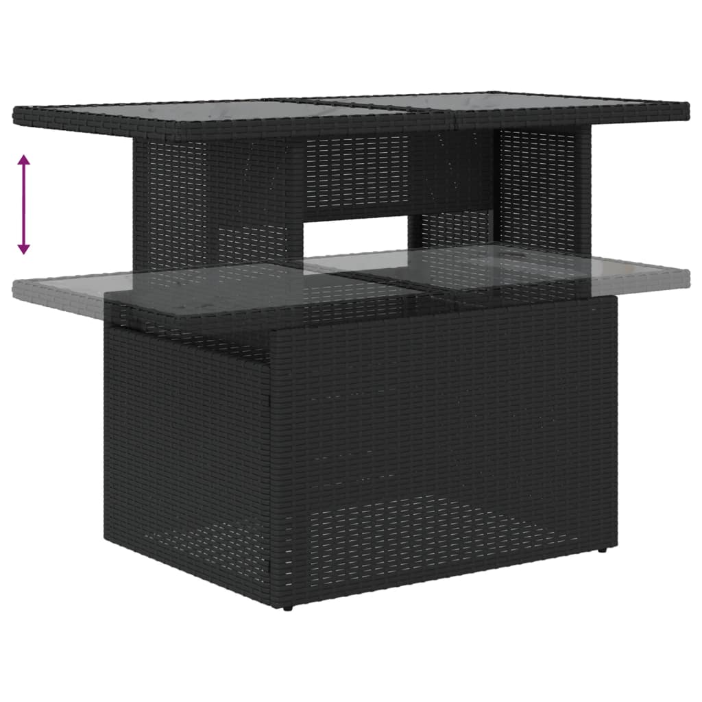 Set mobilier de gradina cu perne, 5 piese, negru, poliratan — imaginea 6