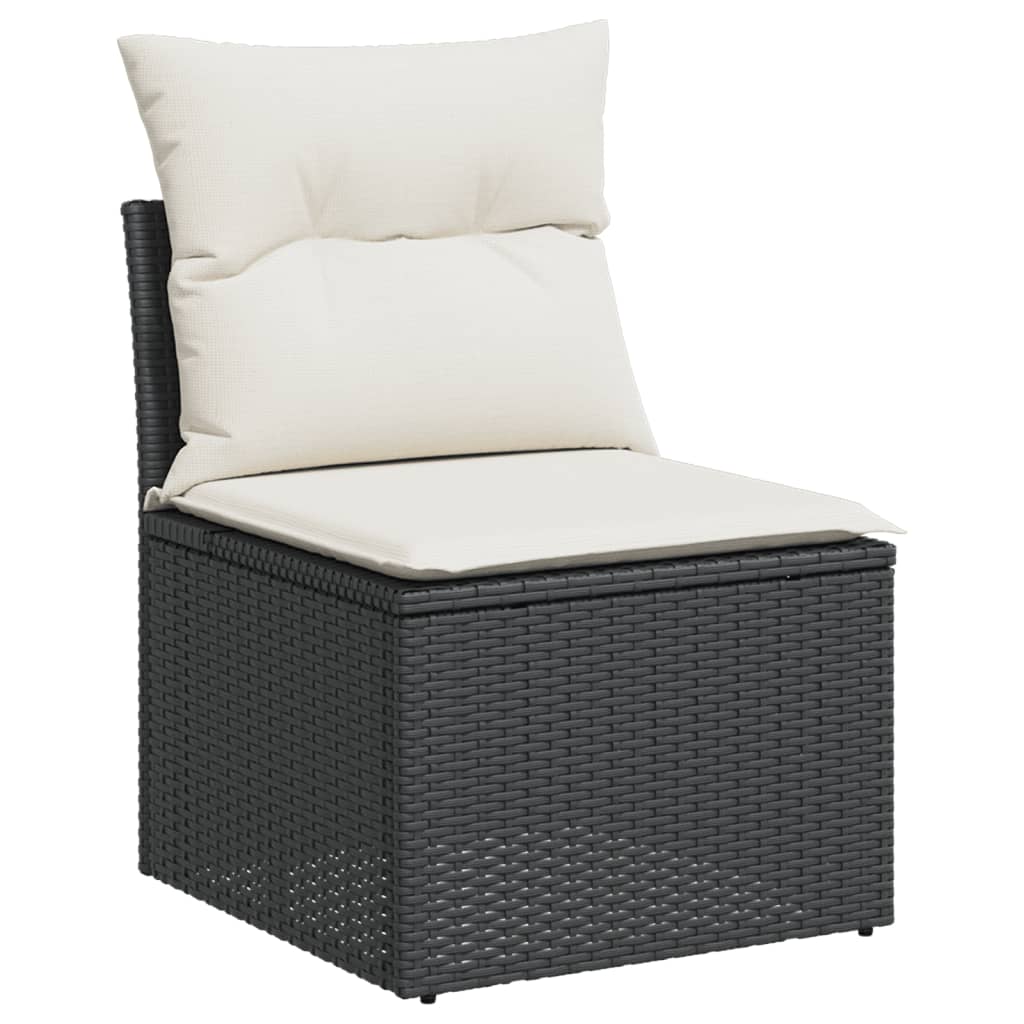 Set mobilier de gradina cu perne, 9 piese, negru, poliratan — imaginea 5