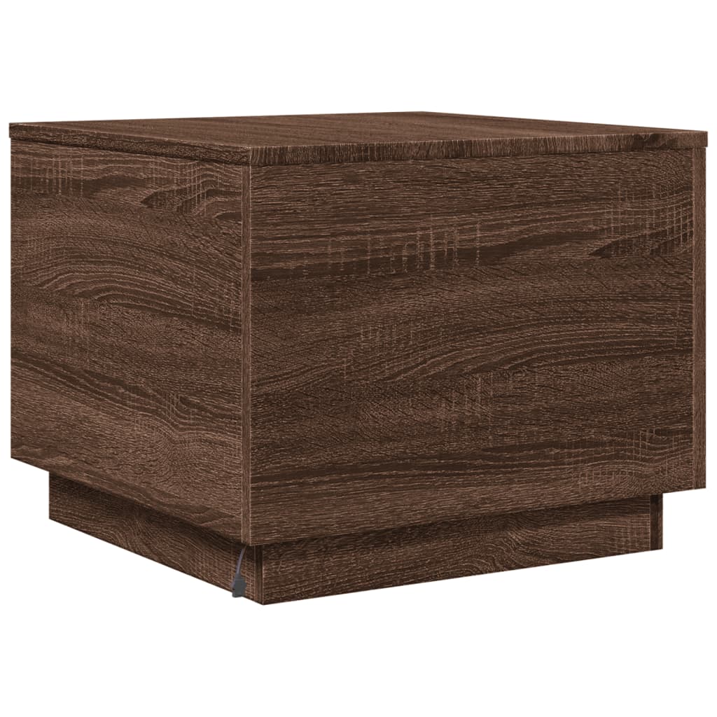 Masuta de cafea cu lumini LED, stejar maro, 50x50x40 cm — imaginea 9