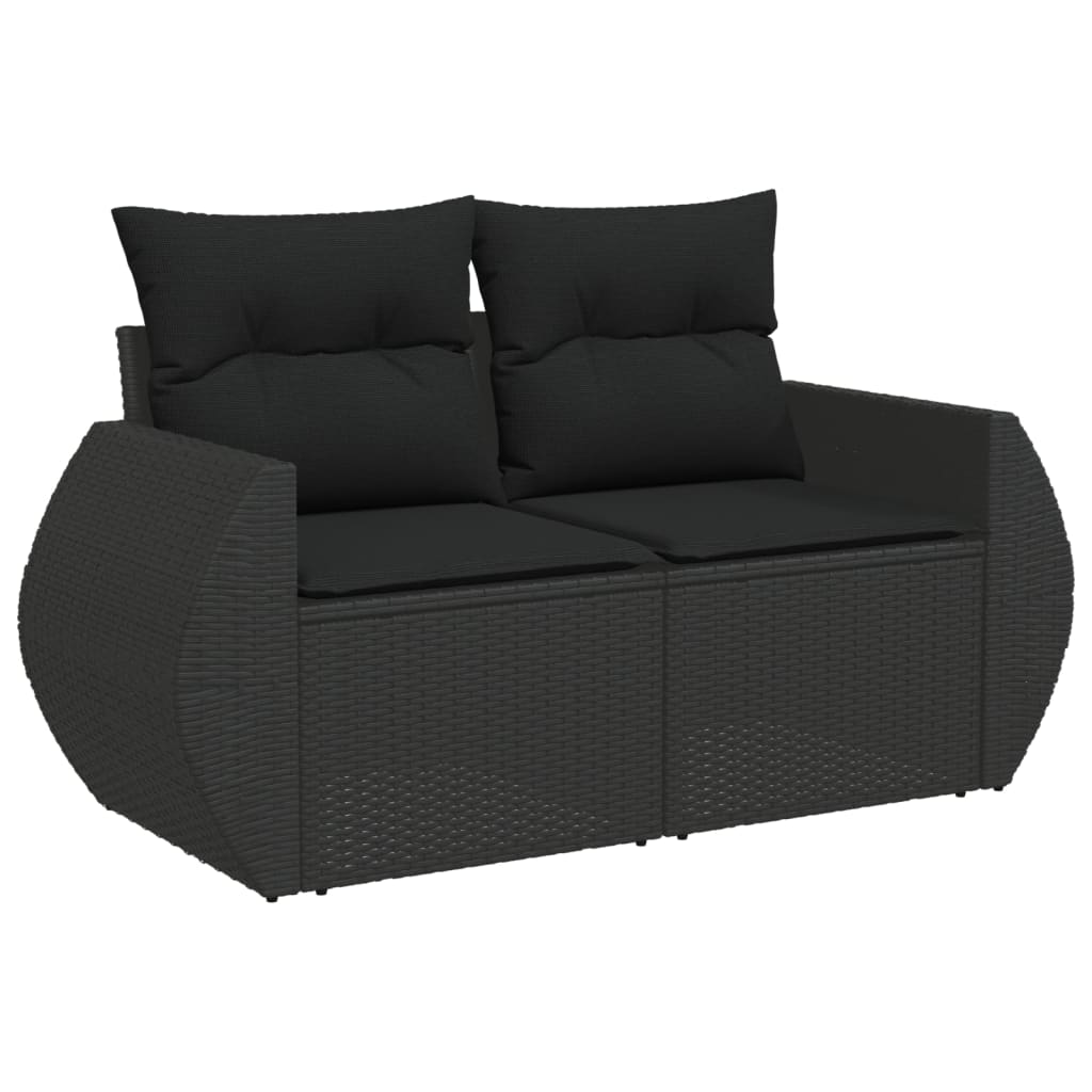 Set mobilier de gradina cu perne, 5 piese, negru, poliratan — imaginea 3