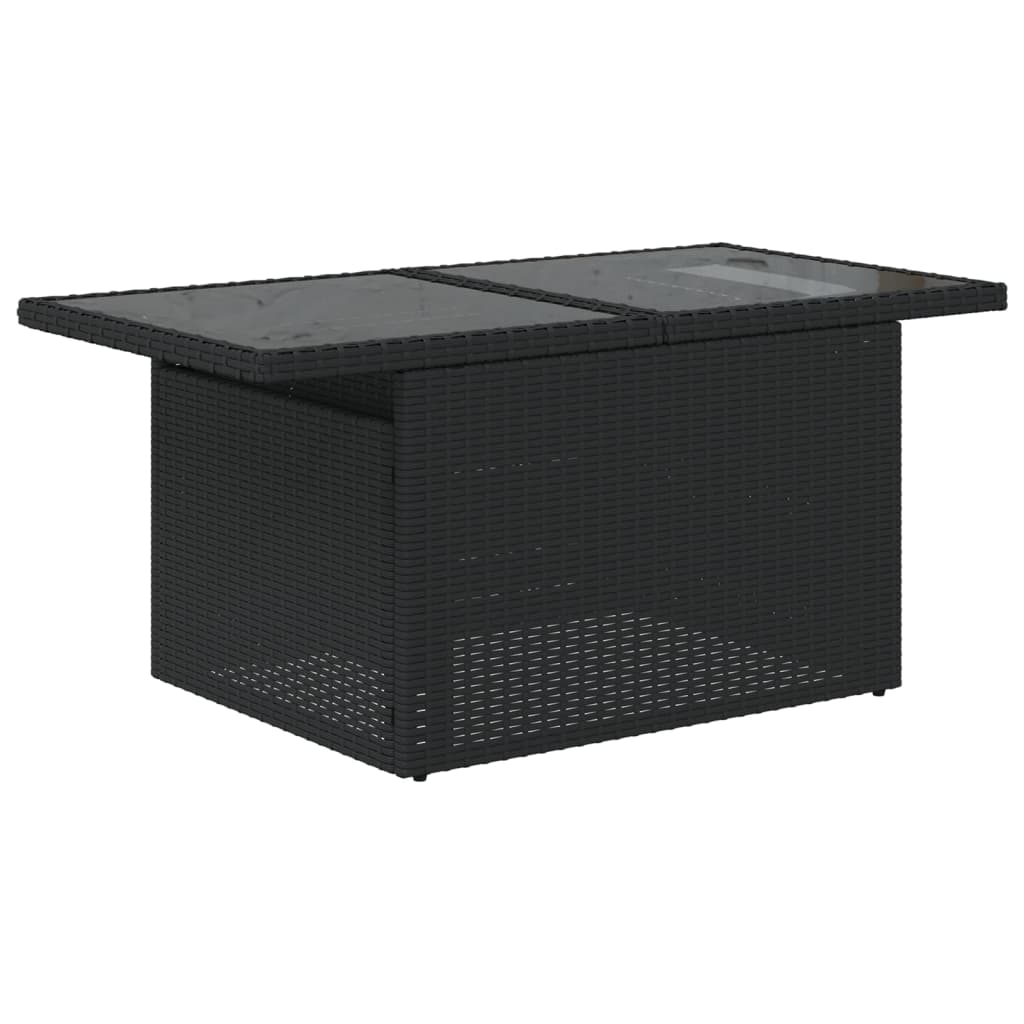 Set canapele de gradina cu perne, 7 piese, negru, poliratan — imaginea 6
