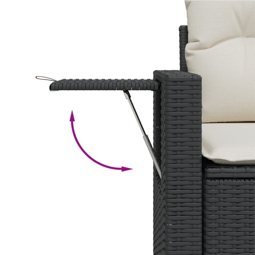 Set mobilier de gradina cu perne, 6 piese, negru, poliratan — imaginea 8