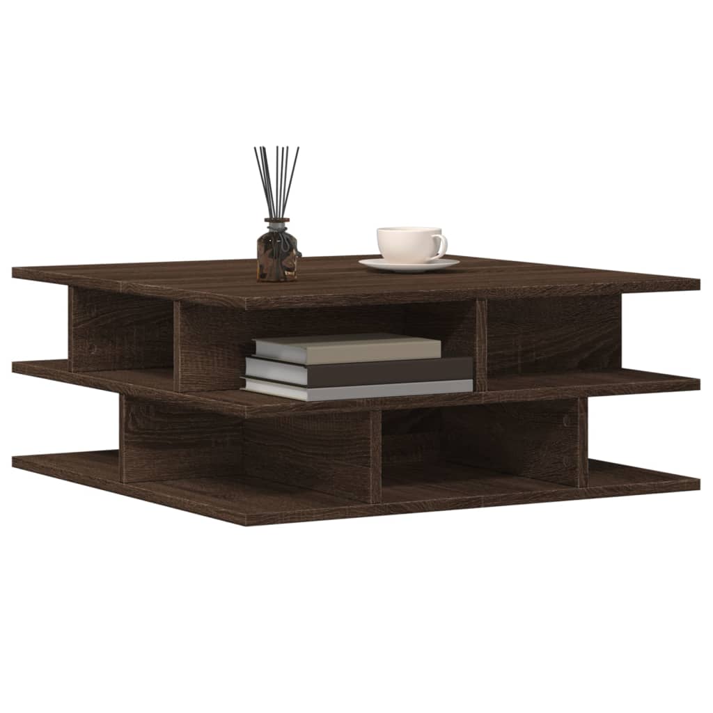 Masa de cafea, stejar maro, 70x70x29 cm, lemn compozit — imaginea 4