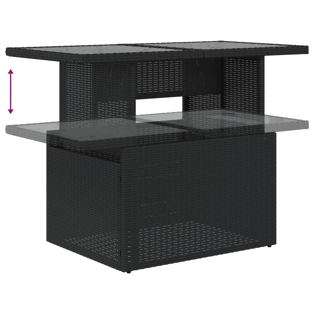 Set mobilier de gradina cu perne, 8 piese, negru, poliratan — imaginea 8