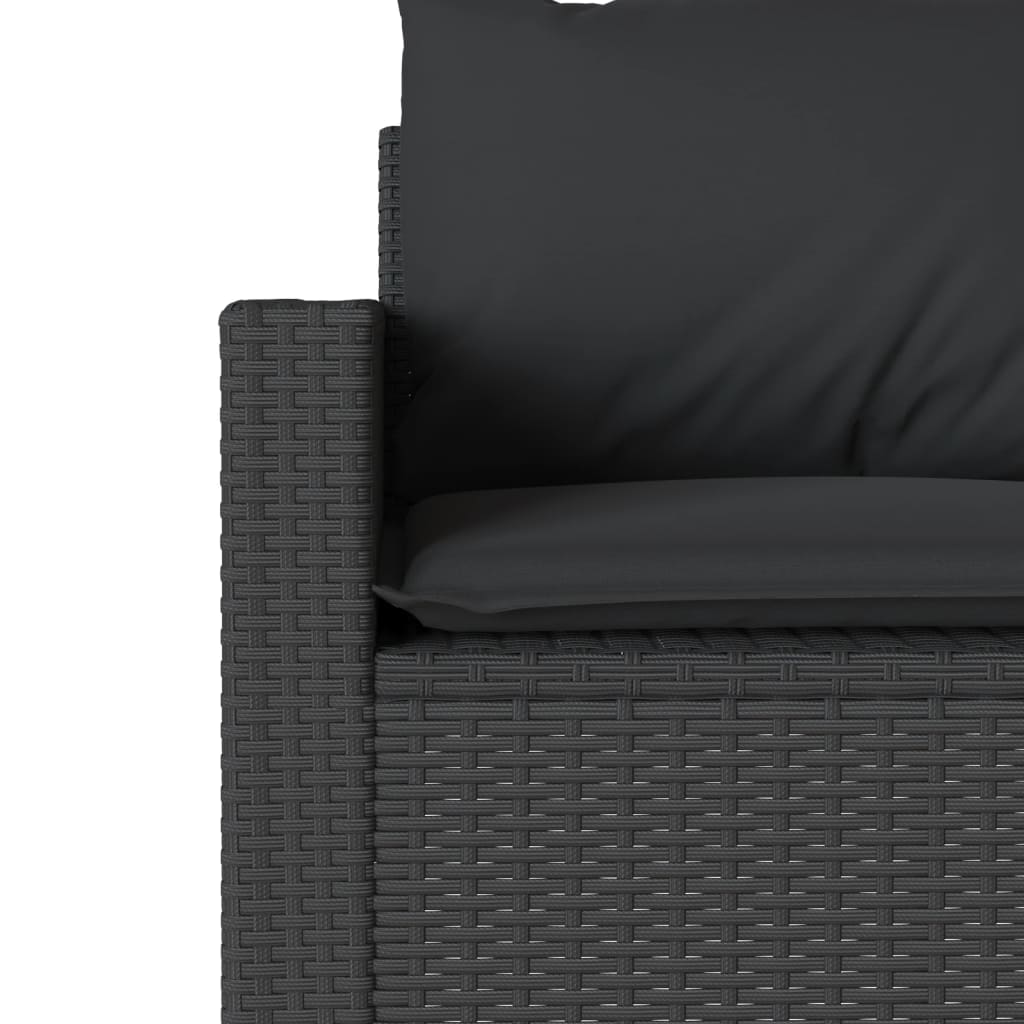 Set mobilier de gradina cu perne, 2 piese, negru, poliratan — imaginea 9