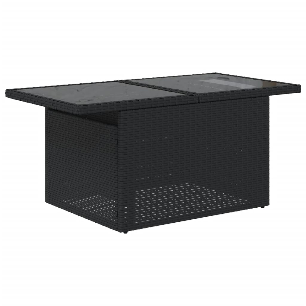 Set mobilier de gradina cu perne, 9 piese, negru, poliratan — imaginea 6