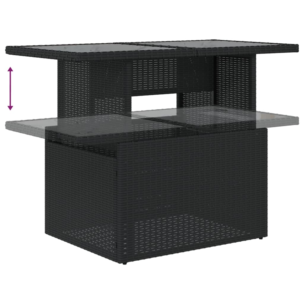Set mobilier de gradina cu perne, 9 piese, negru, poliratan — imaginea 7