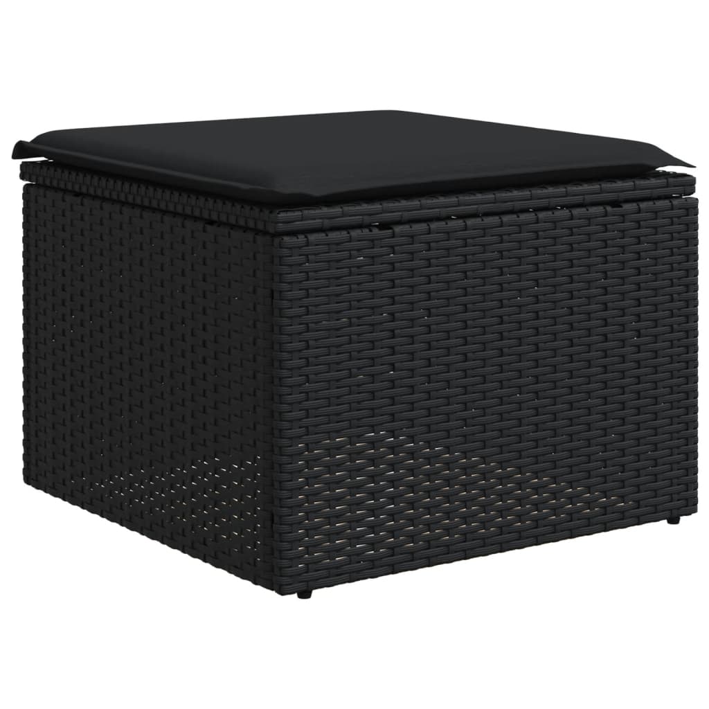 Set canapele de gradina cu perne, 7 piese, negru, poliratan — imaginea 7