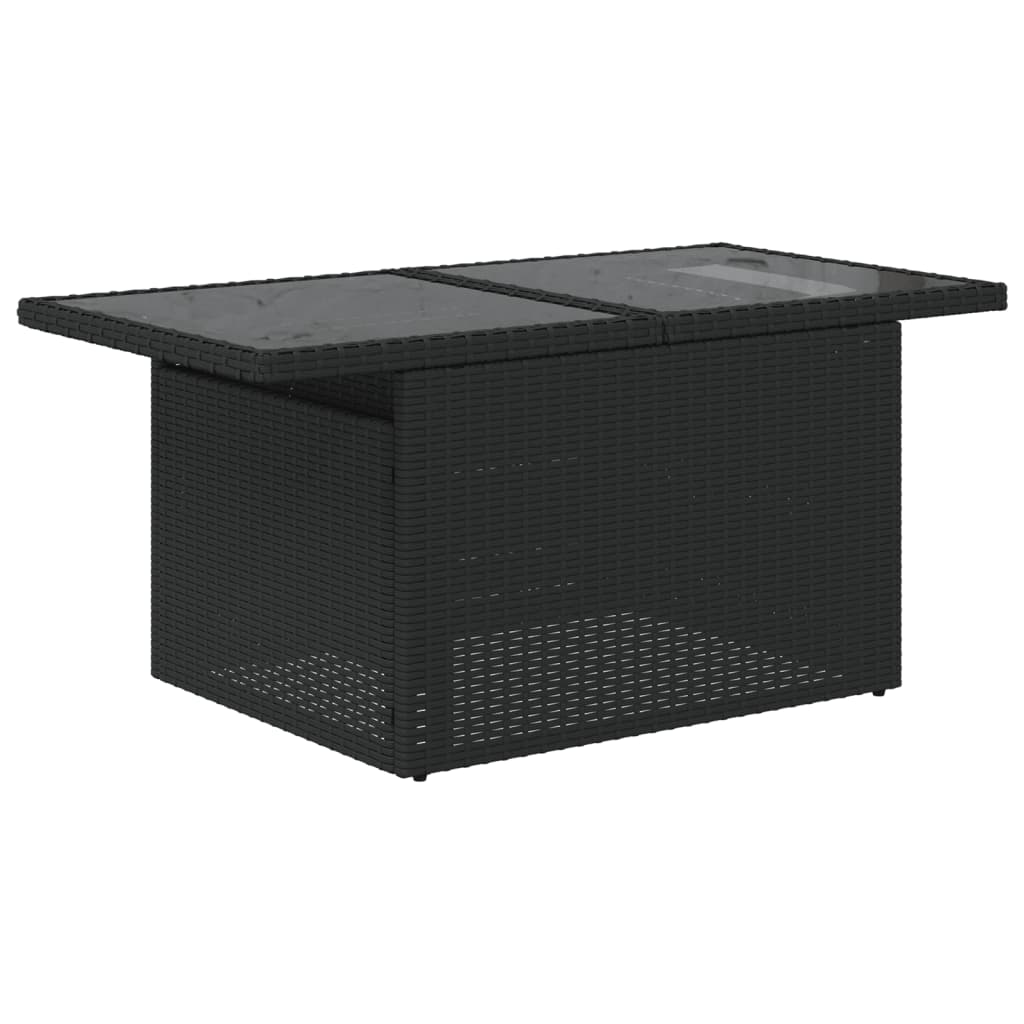 Set canapele de gradina cu perne, 7 piese, negru, poliratan — imaginea 5