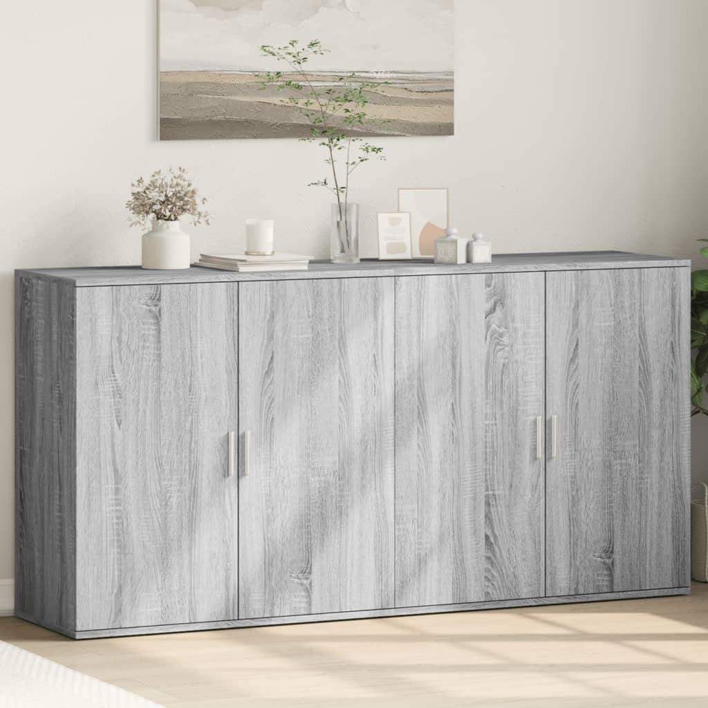 Comode, 2 buc., gri sonoma, 79x38x80 cm, lemn compozit — imaginea 2