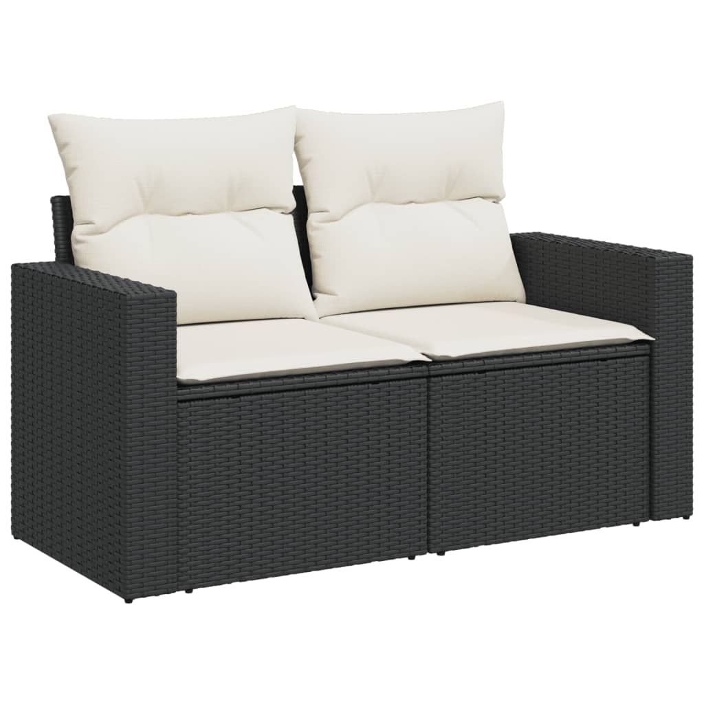 Set canapele de gradina cu perne, 10 piese, negru, poliratan — imaginea 4