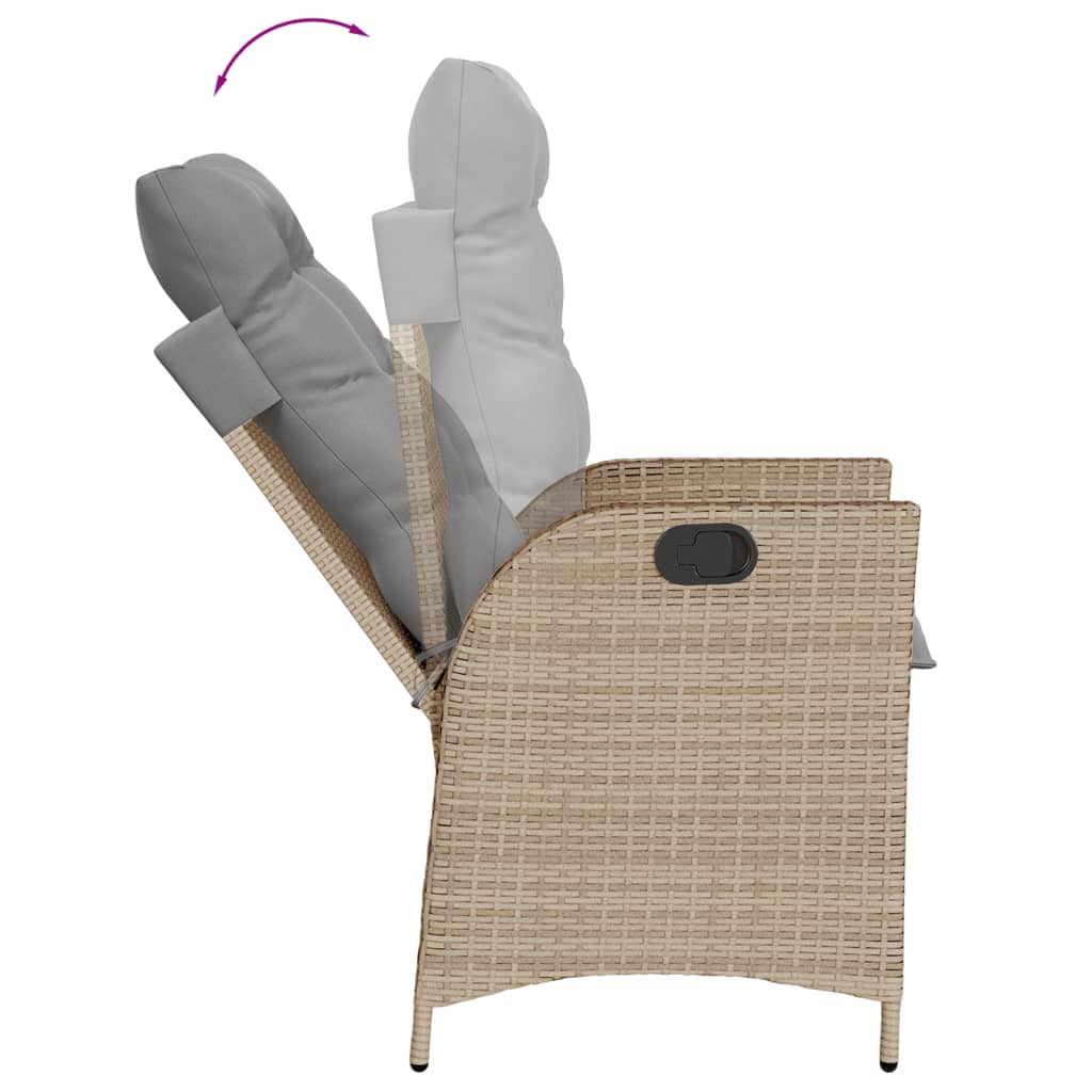 Set mobilier pentru gradina, 7 piese, cu perne, bej, poliratan — imaginea 4