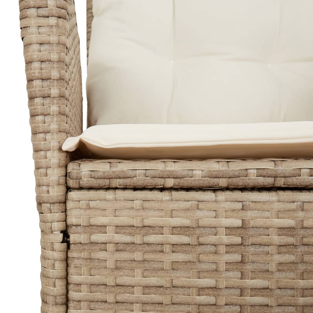 Set de masa pentru gradina, 9 piese, cu perne, bej, poliratan — imaginea 6