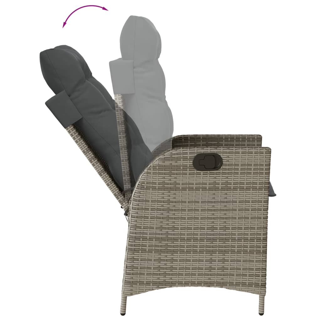 Set mobilier de gradina cu perne, 5 piese, gri, poliratan — imaginea 4