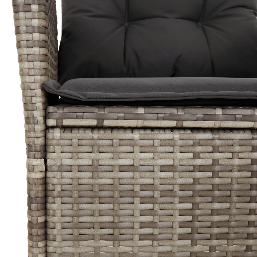 Set mobilier de gradina cu perne, 5 piese, gri, poliratan — imaginea 6