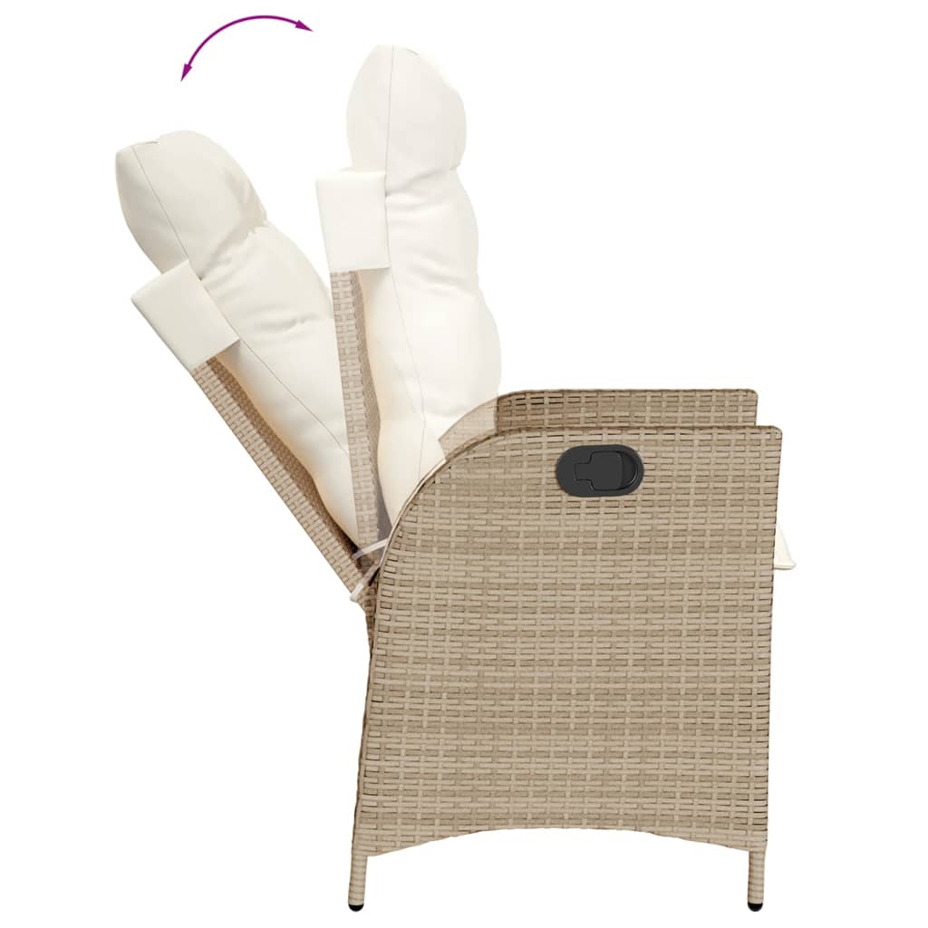 Set de masa pentru gradina, 9 piese, cu perne, bej, poliratan — imaginea 4
