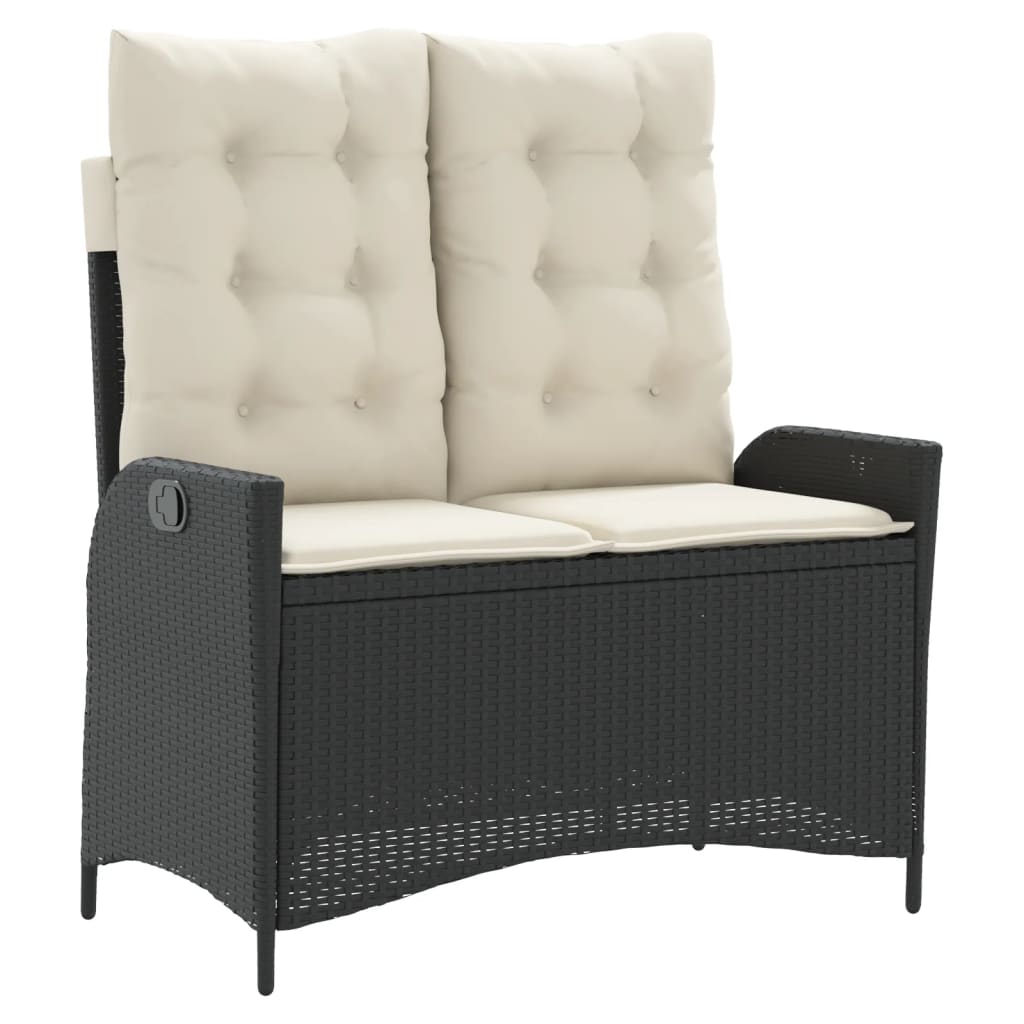 Set mobilier de gradina cu perne, 4 piese, negru, poliratan — imaginea 4
