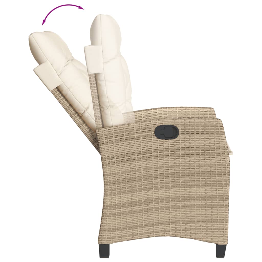 Set mobilier de gradina cu perne, 5 piese, bej, poliratan — imaginea 4