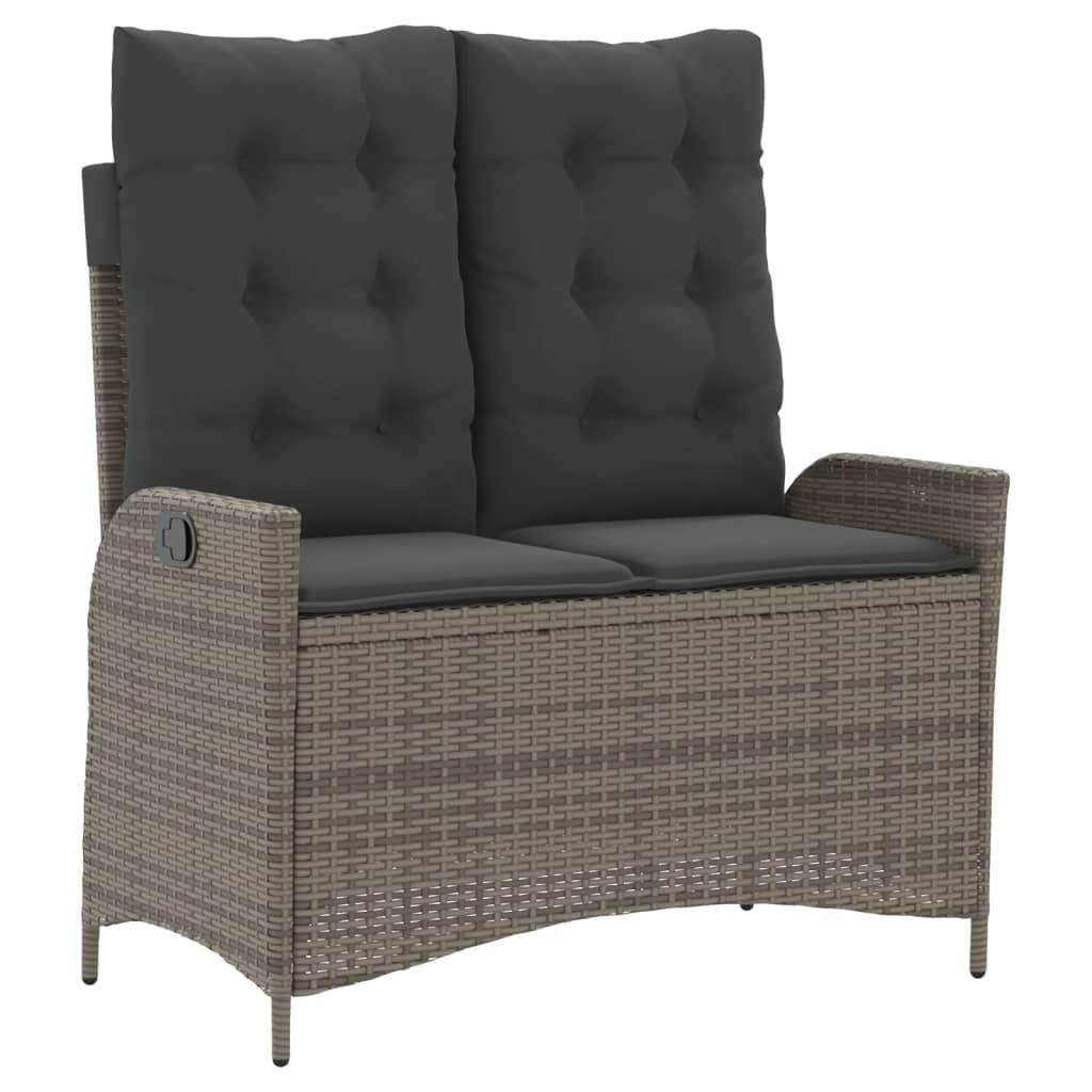 Set mobilier de gradina cu perne, 4 piese, gri, poliratan — imaginea 4