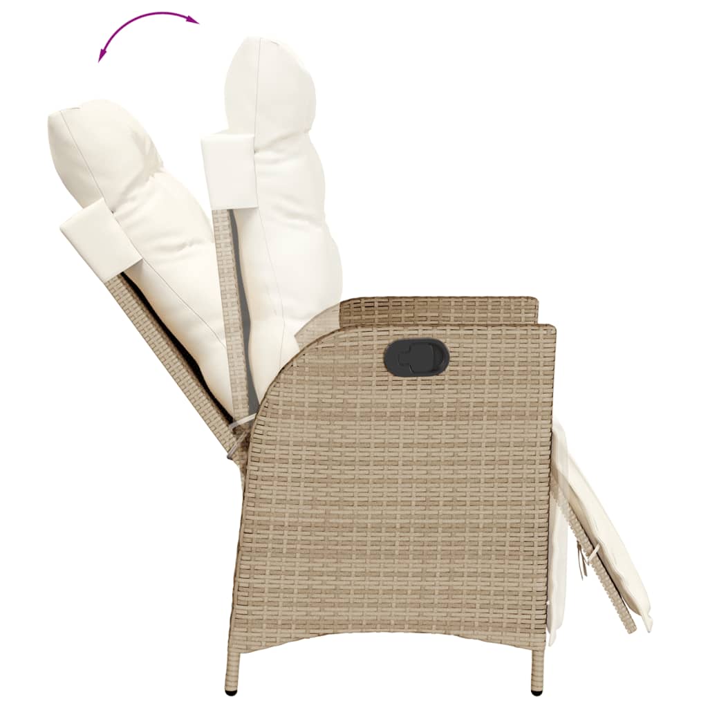 Set mobilier de gradina cu perne, 5 piese, bej, poliratan — imaginea 5