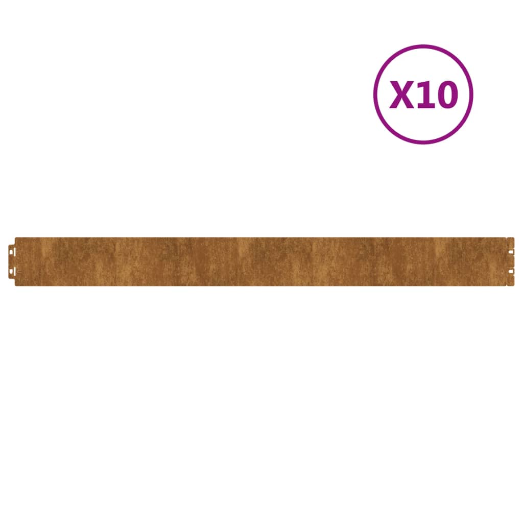 Borduri de gazon 10 buc. 10x103 cm otel Corten flexibil