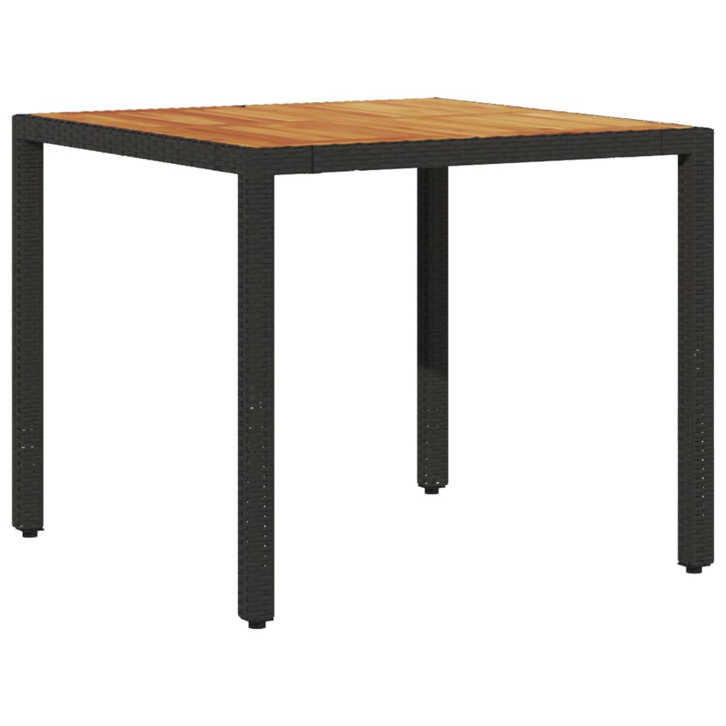 Set mobilier gradina perne 3 piese negru poliratan/lemn acacia — imaginea 4