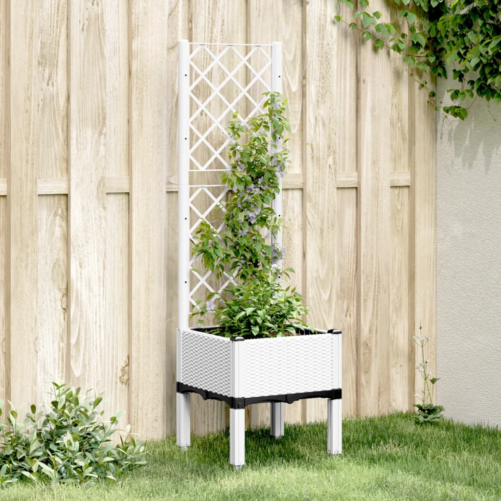 Jardiniera de gradina cu spalier, alb, 40x40x142 cm, PP — imaginea 2