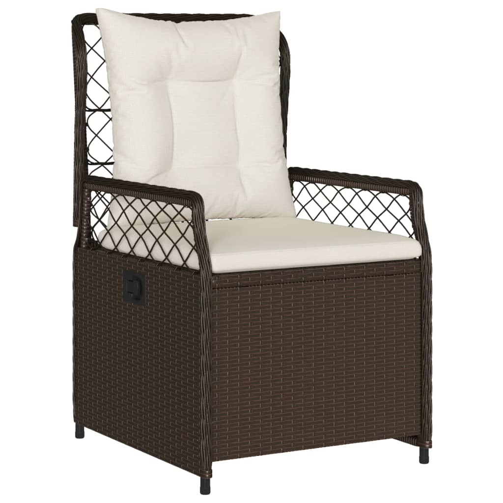 Set mobilier de gradina cu perne, 7 piese, maro, poliratan — imaginea 3